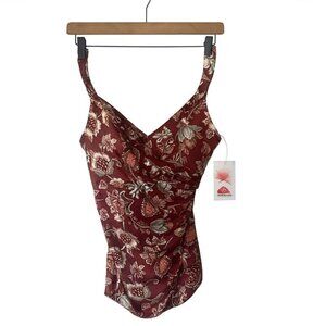 NWT Lands’ End Women’s Size 8 Paisley Floral One Piece Swimsuit Brown